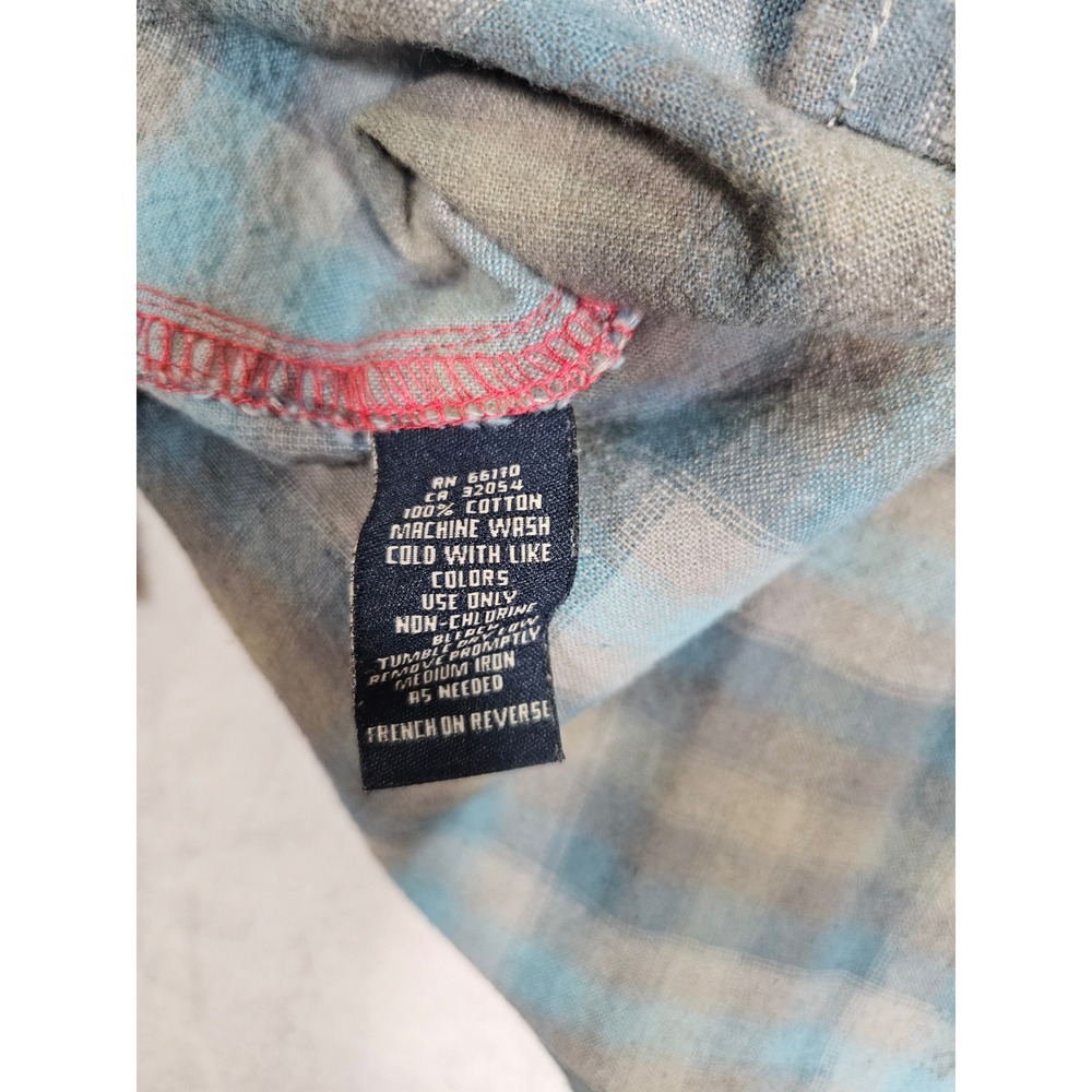 Salt Valley Mfg Co Mens Medium Blue Brown Plaid Flannel Button Down Shirt M
